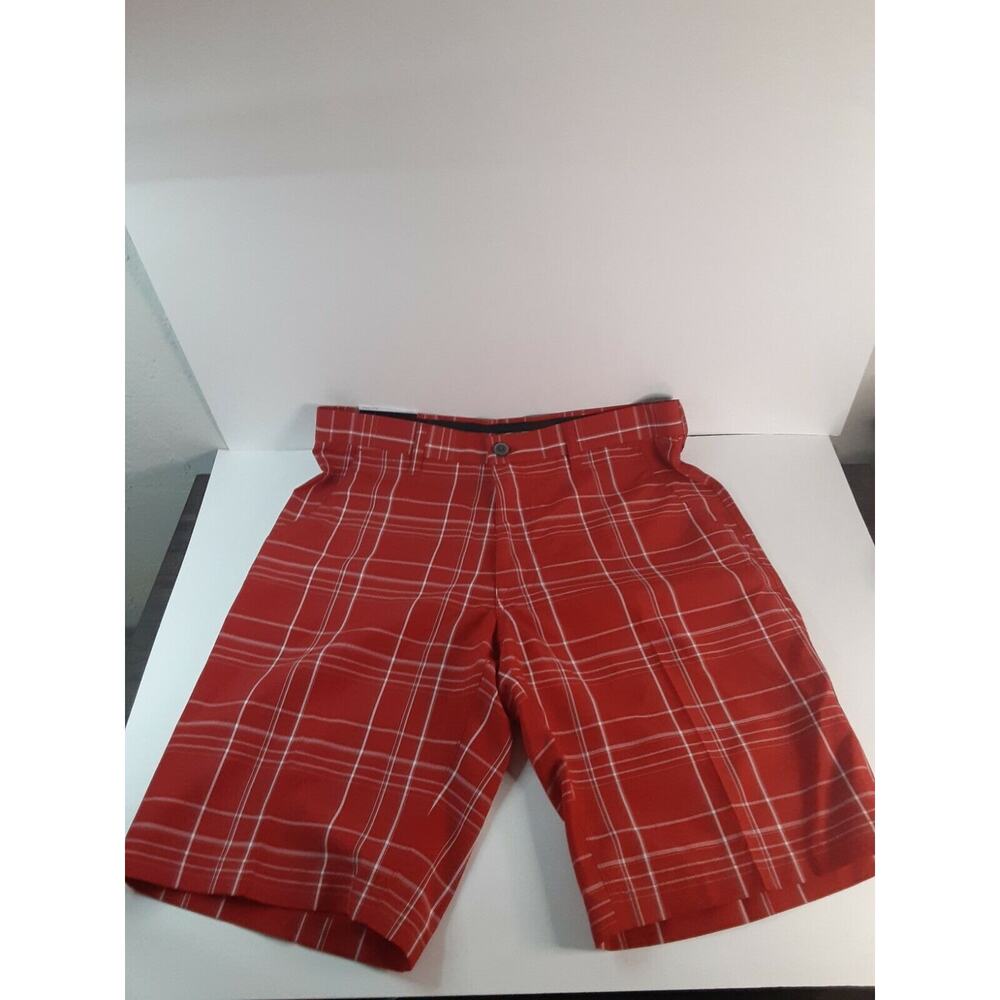 Haggar Hs10375 Poppy C18 Plaid Short Mens 32